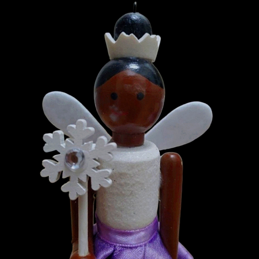 Christmas Tree Orniments Sparkling Set Of 3 Wooden Fairy Princess Figurines - Picture 12 of 12